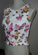 Chemisier / bustier sans manche TARA JARMON 40 mais pour 36 blanc motifs rose