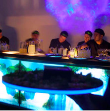 7 x DEL Noir Perspex Cocktail bacs avec Luminescent allumé EDGE et Pack Batterie