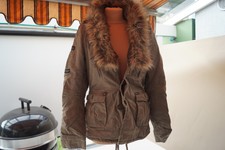 Khujo Femmes Hiver Veste Parka Manteau Matelassée Fourrure Col Taille M Kaki Top