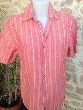 SOFT GREY  chemise homme manche courte lin rose rayures blanc bleu Taille 38 S 1