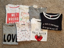 Lot de 7 t-shirts (Sfera-Bershka-Kiabi..). Taille XS et S