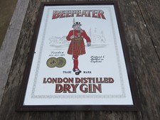 Plaque Cadre Miroir sous verre  BEEFEATER DRY GIN London Déco bistrot bar café 