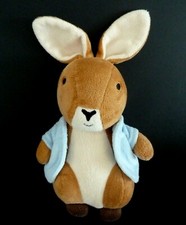 N5-  DOUDOU PELUCHE PICOT 2 LAPIN MARRON BLANC GILET VESTE BLEU 18cm EXCELL ETAT