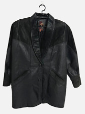 G III Homme Noir Manches Longues 100% Cuir Deux Bouton Veste Taille M