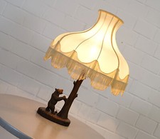 Noble Bois Design Lampe De Table Lampe pilzleuchte tissu parapluie sculpté ours vintage