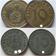 Allemagne Nazie 10 Reichs Pfennig 1937-1944 KM#101 KM#92 Choisissez !