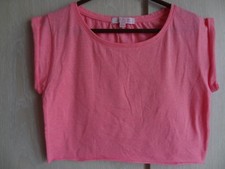 Court et large T-shirt rose,  taille XS (= taille 32) - Bershka