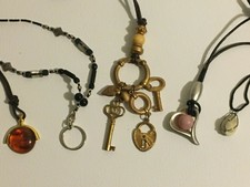 Pendant Cord Necklace Choice: Amber Sun, Circle, Keys, Heart, Adjustable Cowrie