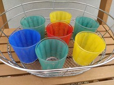 DÉCOR DE NOEL VINTAGE / PHOTOPHORES MULTICOLORES / VERRE DE SAINT GOBAIN FRANCE