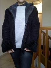 Veste très chaude noire/grise fourrure 36