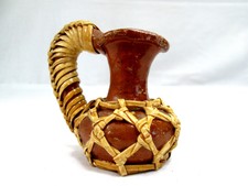 Christmas ornament hand made clay with woven wicker design 2.75" Pitcher Natural