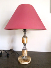 Lampe à poser design XXe agate et acier chromé style maison Le Dauphin