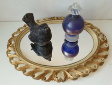 2en1 PLATEAU MIROIR OVALE BAROQUE CADRE DÉCOR USA RÉSINE VINTAGE centre de table