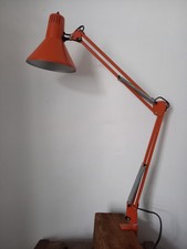 Lampe bureau articulée vintage orange métal atelier industrielle etau design 
