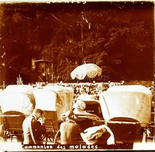 FRANCE Lourdes Communion des Malades, Photo Stereo Vintage Plaque Verre VR6L5
