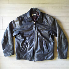 Schott Blouson Cuir Vintage L Noir Patiné 100% Cuir Vachette
