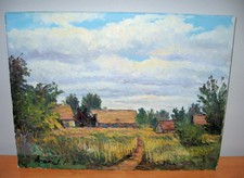 Tableau peinture huile sur toile - Paysage champêtre  - P. ARARAT 2010