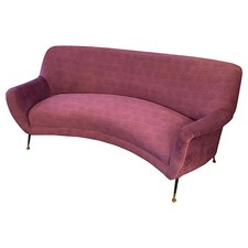 Jaru Modern Purple Velvet And Laiton Italian Curved Canapé, 1960s