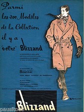 PUBLICITE ADVERTISING 085  1958  BLIZZAND DE BOUSSAC  manteau de pluie homme