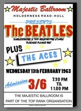 Mur de toile des Beatles à Hull 1963 Concert Poster-A3 T massif Cadre
