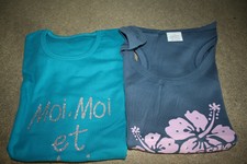 Lot de 2 T SHIRT DEBARDEUR Vêtement Femme Fille FUN Rigolo Fashion Taille 2 / M