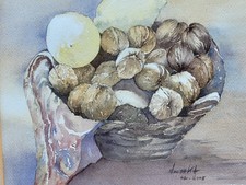 Tableau Aquarelle signée NOUSHKA. Nature morte  Peinture sur papier. Datée 2005.