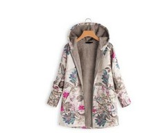 Veste longue à capuche polaire à fleurs vintage bohème chic  décontractée S-5XL