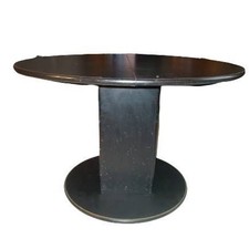 Table Ronde Noire 4 chaises en Bois Massif avec rallonge (ou ovale à 6 chaises)