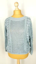 Pull vintage maille torsade coton viscose satiné Taille L FR42 US10 UK14 EUR40
