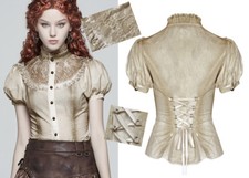 Chemise steampunk gothique lolita victorien dentelle corset vieilli PunkRave B