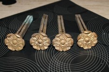 2 paires support tringle rideau ancien bronze rosace fronton pour meuble miroir