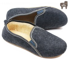 Chaussons Pantoufles Mocassins Chaudes 100% Feutre Laine Fourrure Mouton Hiver