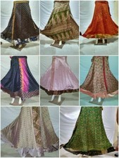 10 Pièces Lot Vintage 2 Couche Soie Sari Magique Enroulé Jupes Plage Robe