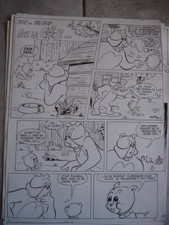 Lot 8 anciennes planches originales BD de Gen Clo Bop et Be Bop