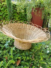 Élégante ancienne paniere corbeille osier/rotin tréssée pour fruits pain 