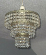 Vintage french country 3 étages Cascade Coupe verre cristal plafond lustre