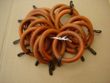 20 anneaux de rideaux en bois diamètre 7 cm.- barre Ø de 4,5 cm.+ crochets 