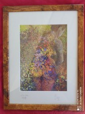 Magnifique Tableau cadre Peinture Femme Fleur Signé abstrait impressionnisme