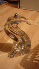 pied de lampe en cristal massif de saint louis 1.9 kilos forme cygne 