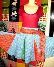 PEPE JEANS JUPE FOLK  TRICOLORE INCURSIONS GODETS CEINTURE DRAPEE 38