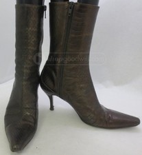 COLE HAAN Bronze Reptile Embossed Leather Boots  Sz 7.5 FREE SHIPPING