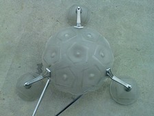 lustre plafonnier coupelle verre moulé decor geometrique art deco  vasque 1053