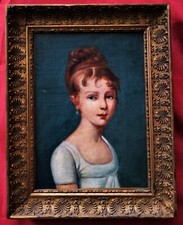 Superbe école Française début 19 é époque Empire "portrait d'une jeune fille " 