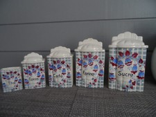 4 ANCIENS POTS A EPICES DITMAR URBACH DECOR DE FLEURS CLOCHETTES DECO VINTAGE