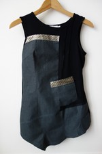 HAUT tunique asymétrique patchwork CACHE CACHE T1 Noir Gris Excellent état 