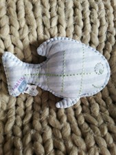 ✨Doudou Coussin Poisson Bleu Blanc Vert MARESE Couture Broderie violet deux face