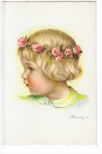 CARTE FANTAISIE  ILLUSTRATION SIGNEE  PORTRAIT DE FILLE