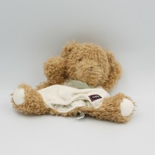 Doudou marionnette ours beige marron blanc foulard bleu Les Amis KALOO - Chien, 