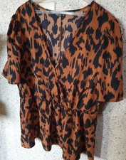 Haut Femme 1XL  Motif Léopard Marron