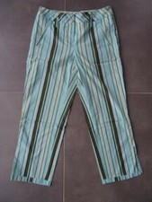 pantacourt turquoise habillé droit rayé blanc, marron, vert Taille 38 ETAM